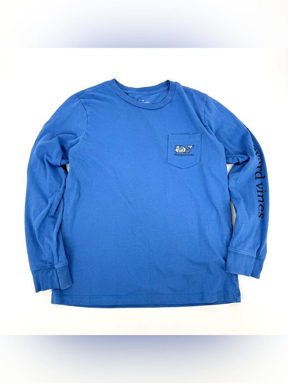 Vineyard Vines Lacrosse Shirt Boys Size Small Blue Long Sleeve Cotton Knit Logo